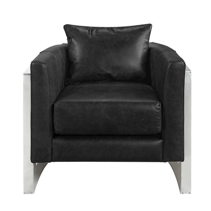 Betla Accent Chair, Black Top Grain Leather