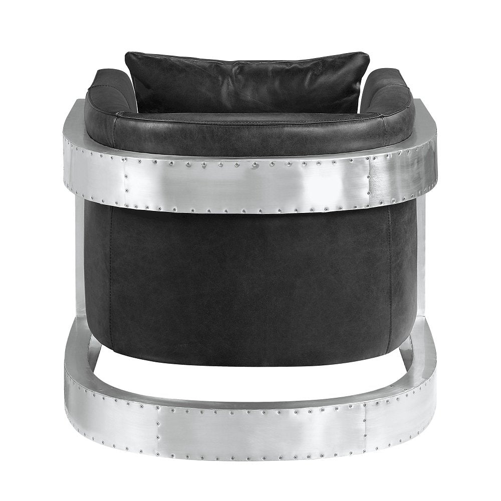 Betla Accent Chair, Black Top Grain Leather