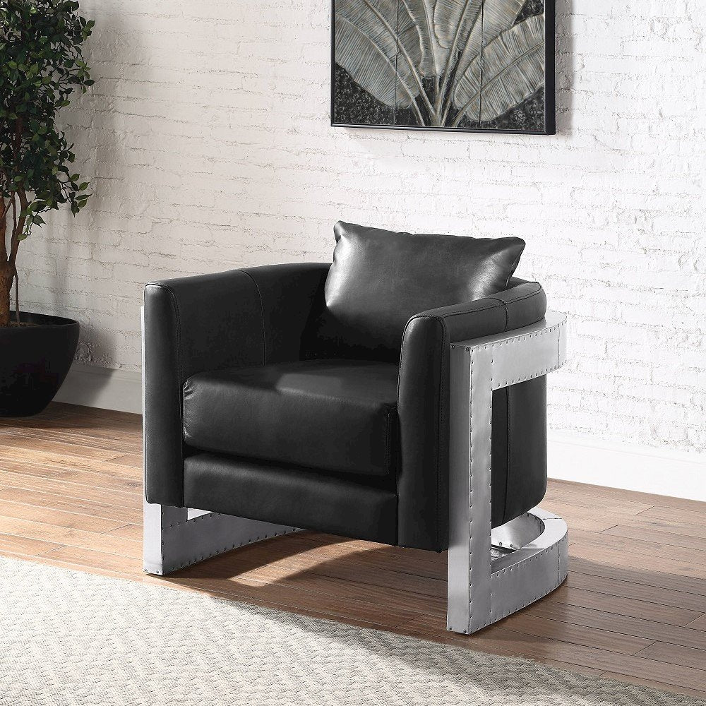 Betla Accent Chair, Black Top Grain Leather