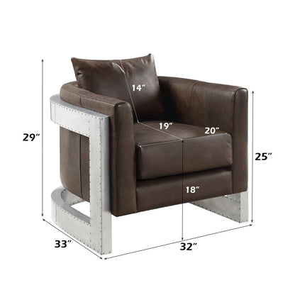 Betla Accent Chair, Espresso Top grain Leather