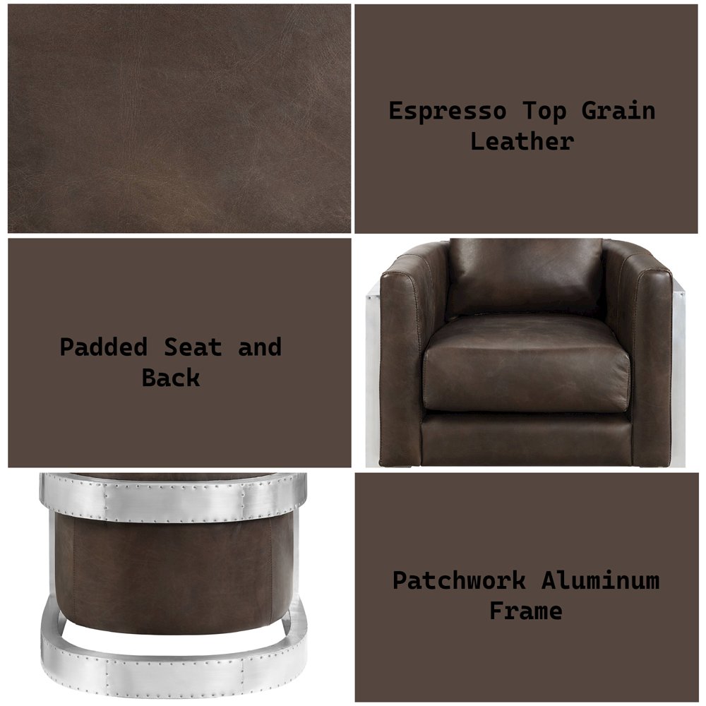 Betla Accent Chair, Espresso Top grain Leather