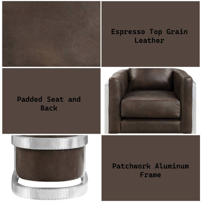 Betla Accent Chair, Espresso Top grain Leather