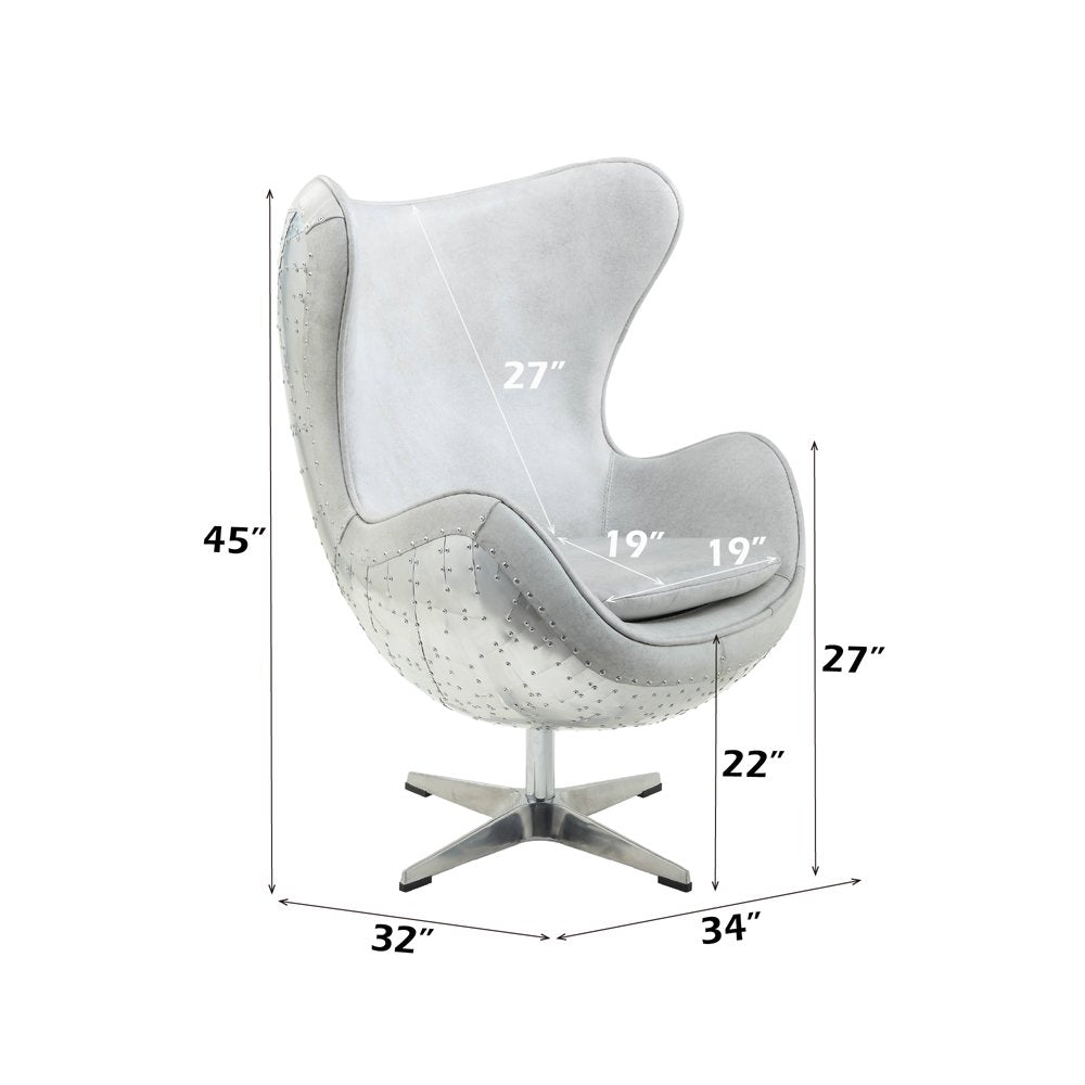 Brancaster Accent Chair w/Swivel, Vintage white Top grain Leather