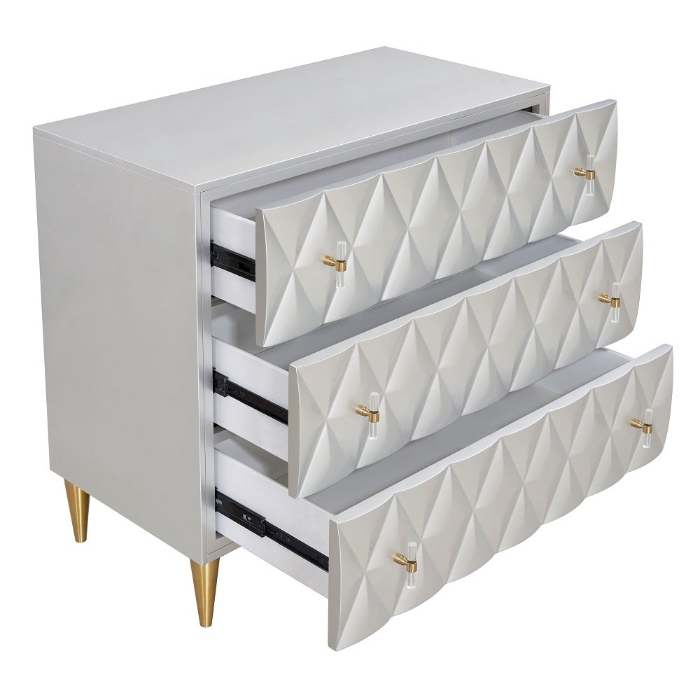 Anson Console Cabinet, Metallic Silver & Champagne