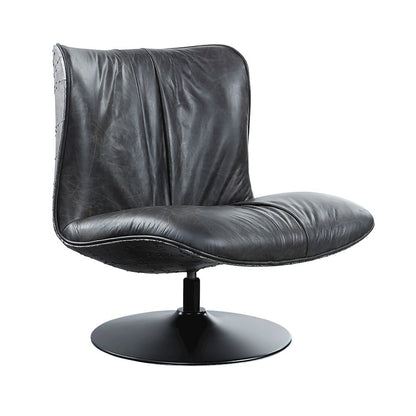 Piotr Accent Chair w/Swivel, Black Top Grain Leather