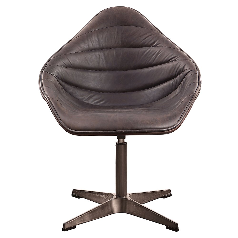 Pipino Accent Chair w/Swivel, Antique Ebony Top Grain Leather