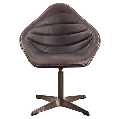 Pipino Accent Chair w/Swivel, Antique Ebony Top Grain Leather
