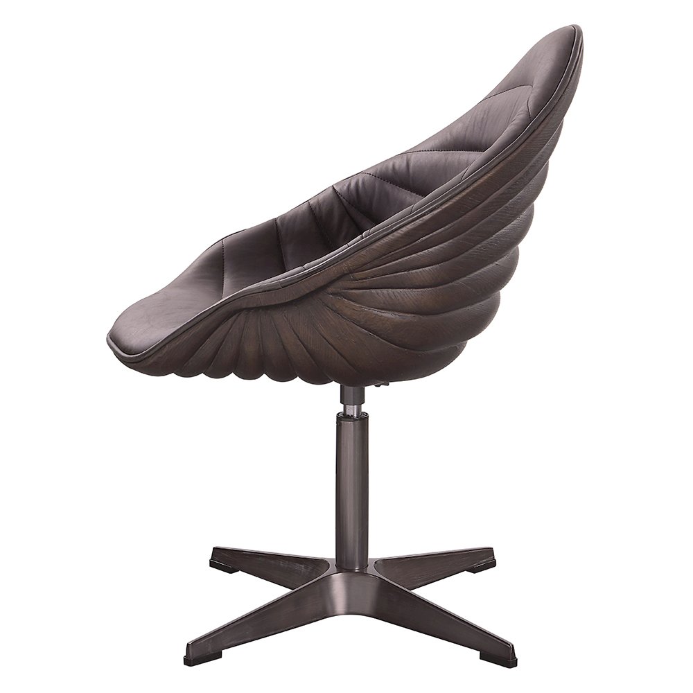 Pipino Accent Chair w/Swivel, Antique Ebony Top Grain Leather