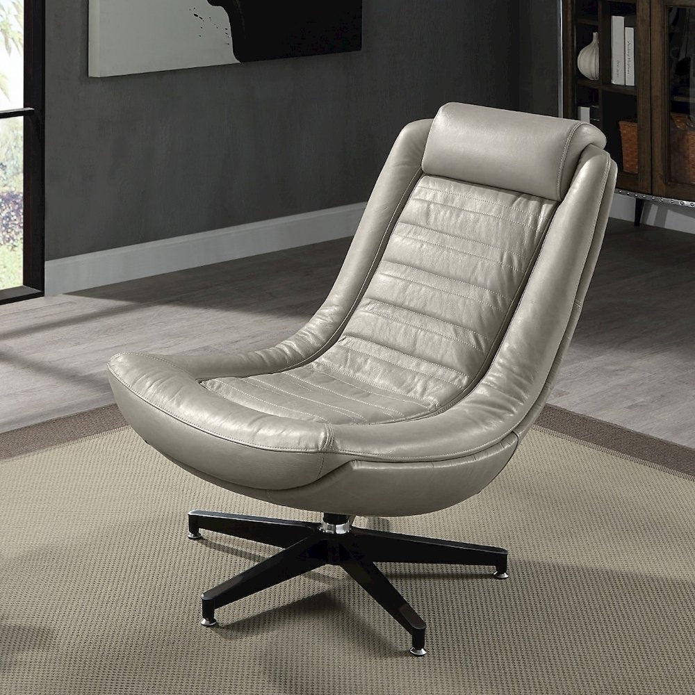 Piran Accent Chair w/Swivel, Twilight Top Grain Leather