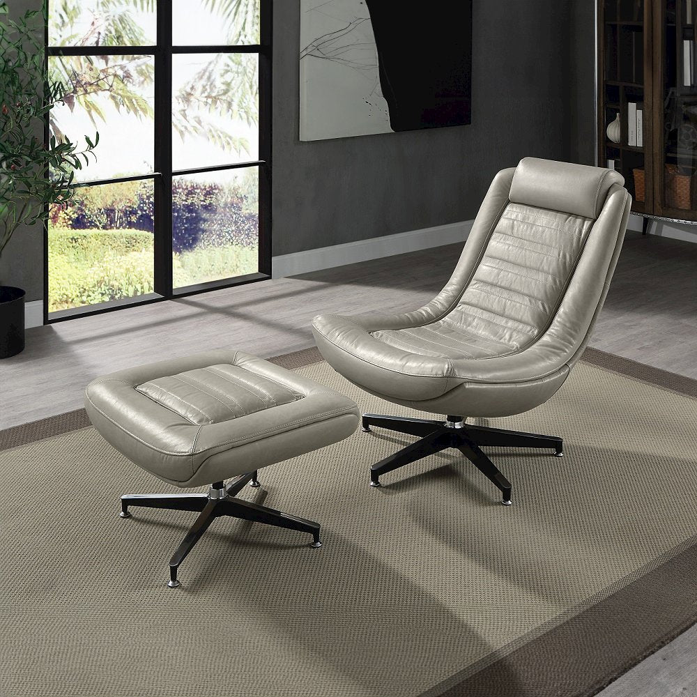 Piran Accent Chair w/Swivel, Twilight Top Grain Leather