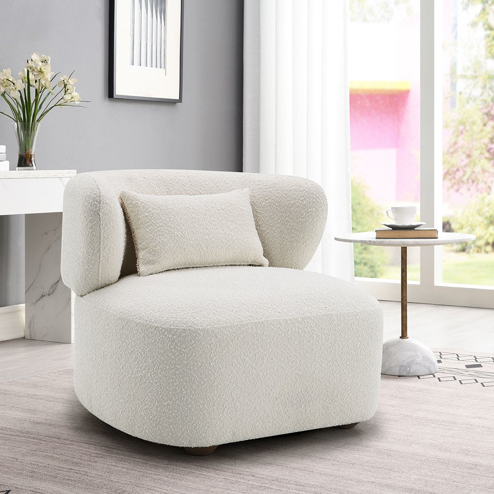 Darius Accent Chair w/Pillow, Beige Boucle