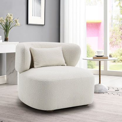 Darius Accent Chair w/Pillow, Beige Boucle