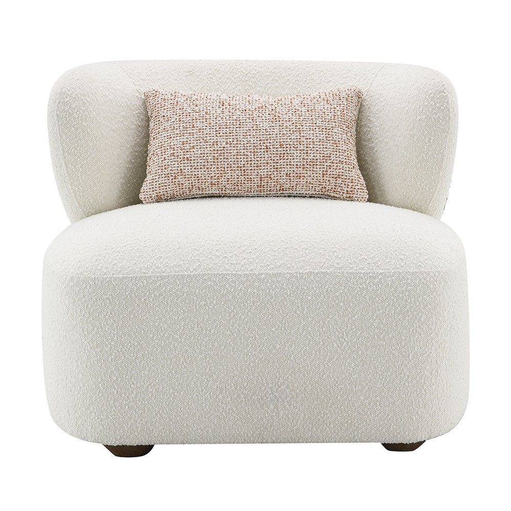 Darius Accent Chair w/Pillow, Beige Boucle