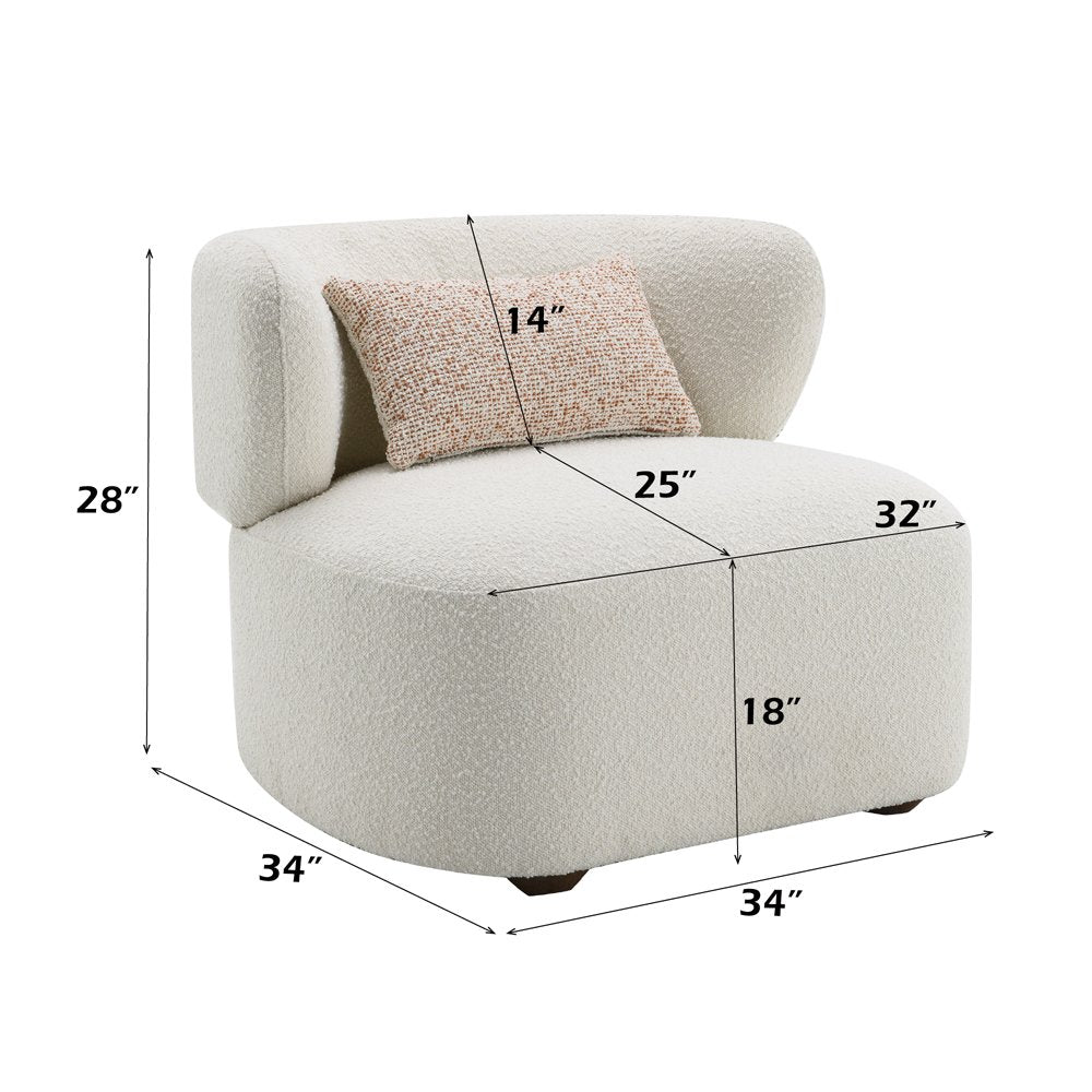 Darius Accent Chair w/Pillow, Beige Boucle