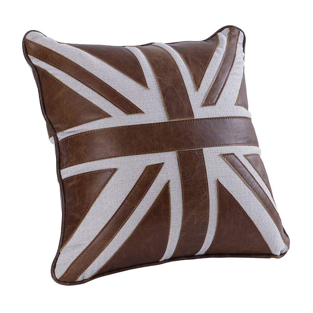 Brancaster Accent Cushion (Set-2), Brown Leather & Linen