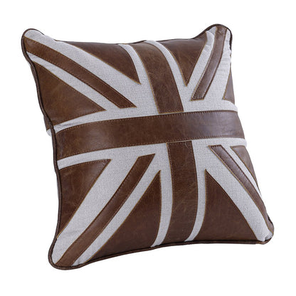 Brancaster Accent Cushion (Set-2), Brown Leather & Linen