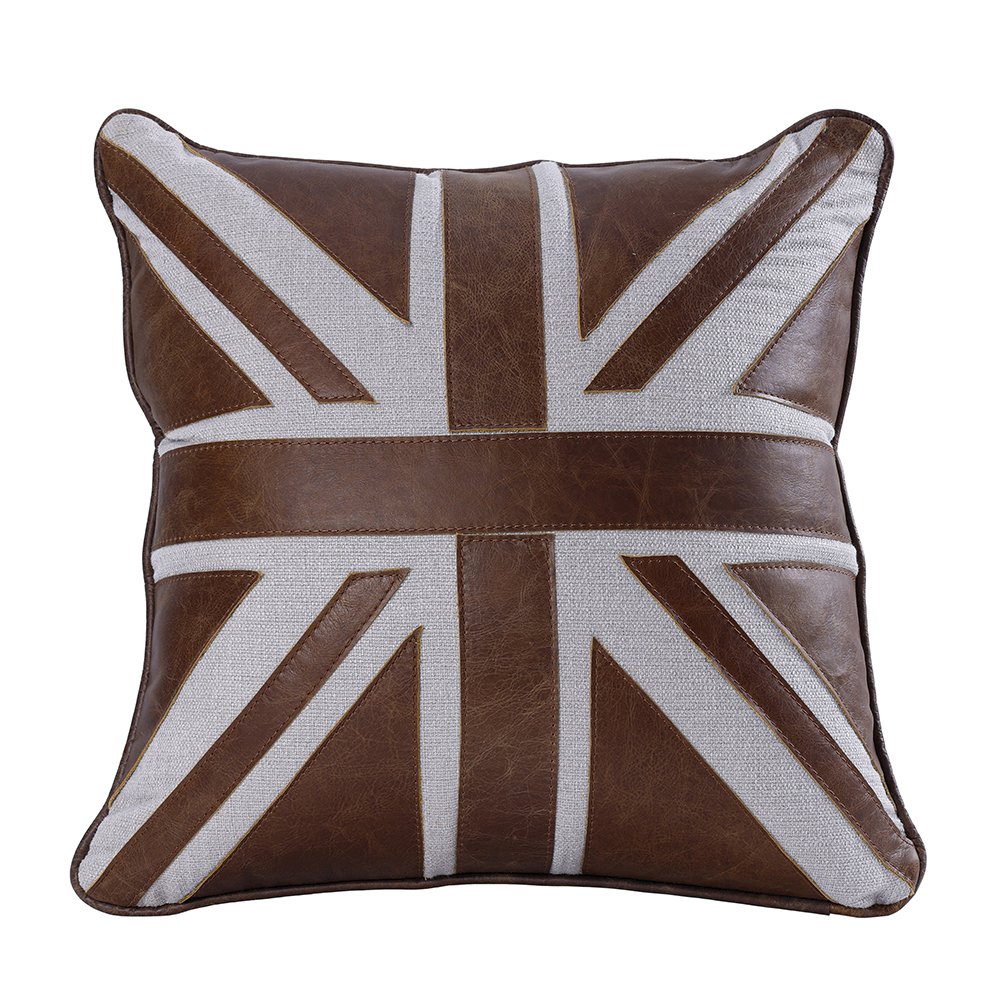 Brancaster Accent Cushion (Set-2), Brown Leather & Linen