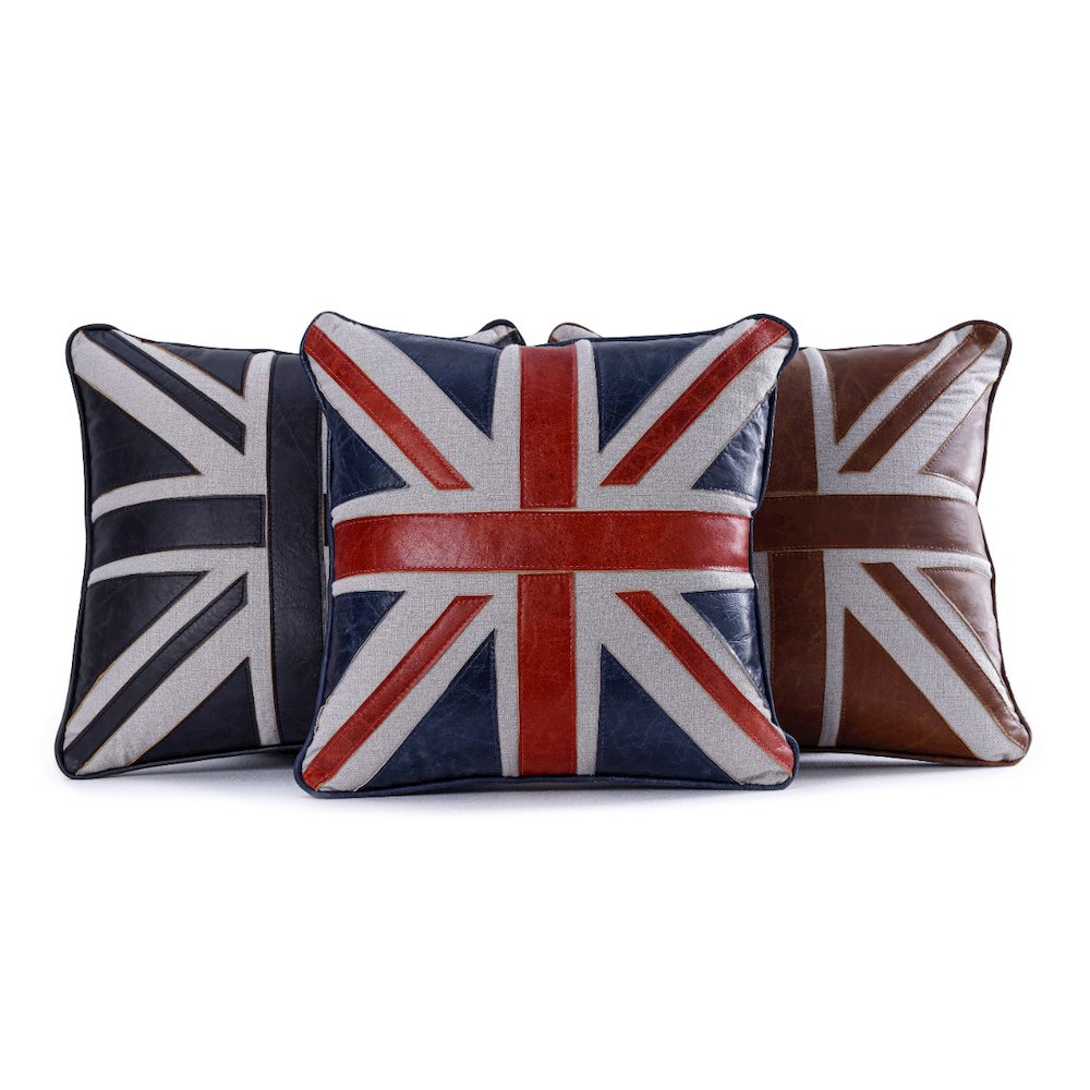 Brancaster Accent Cushion (Set-2), Brown Leather & Linen