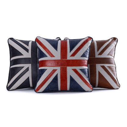 Brancaster Accent Cushion (Set-2), Brown Leather & Linen