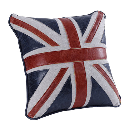 Brancaster Accent Cushion (Set-2), Vintage Blue & Red Leather & Linen