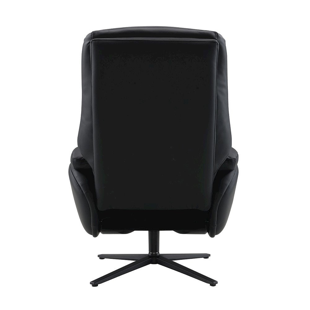 Labonita Accent Chair w/Swivel & Ottoman, Black Top Grain Leather & Black