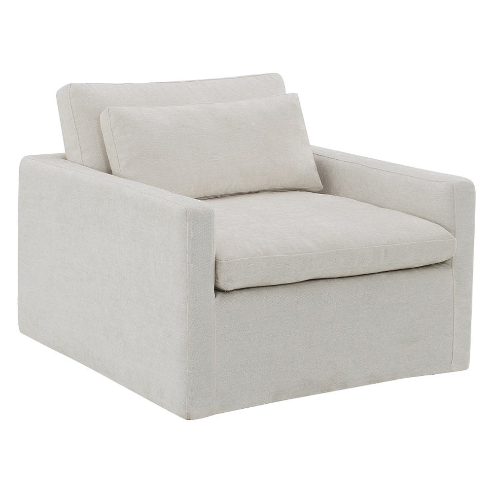 Naveen Swivel Chair w/Pillow, Ivory Fabric