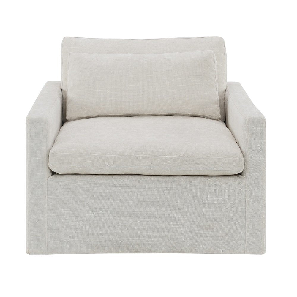 Naveen Swivel Chair w/Pillow, Ivory Fabric