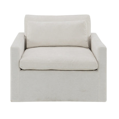 Naveen Swivel Chair w/Pillow, Ivory Fabric