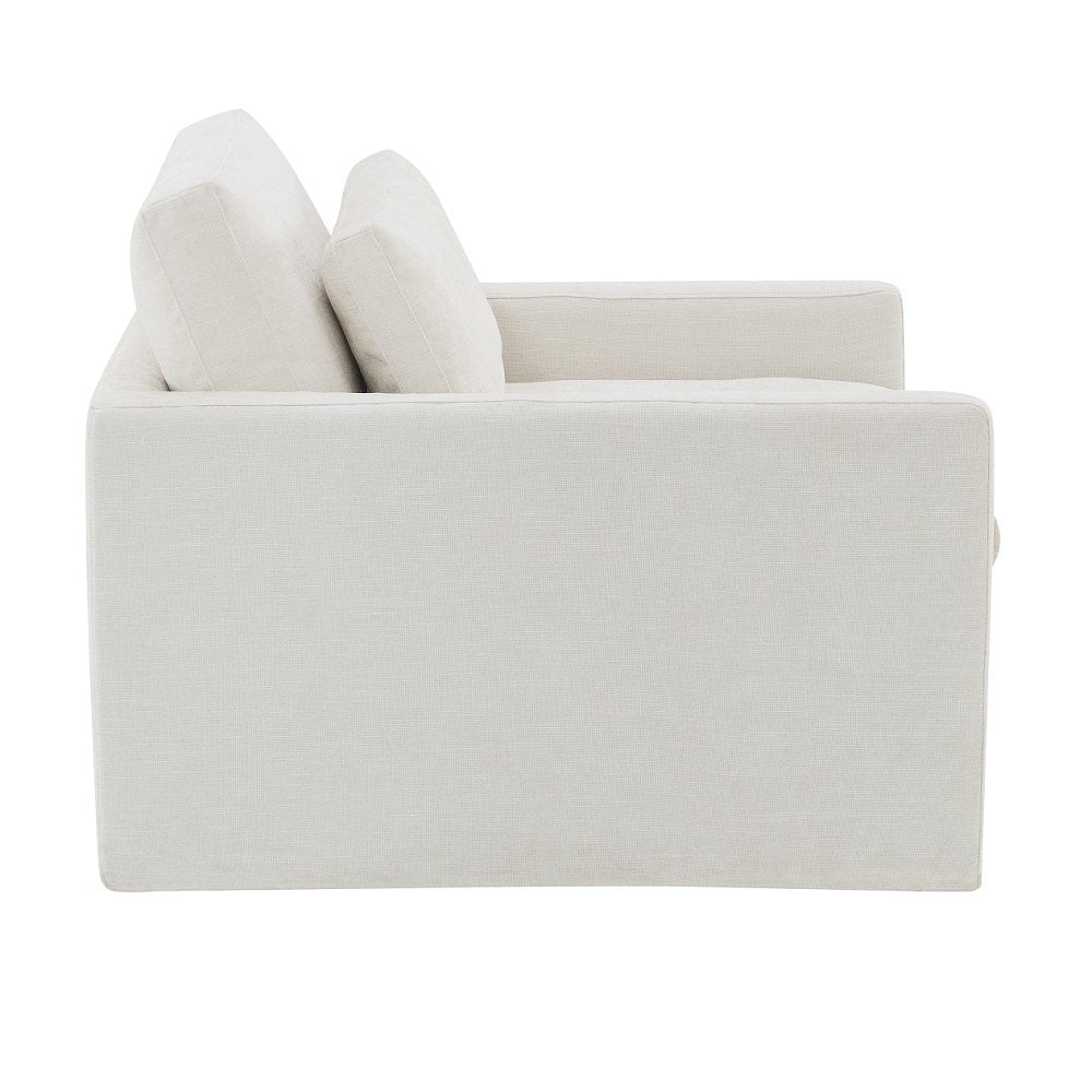 Naveen Swivel Chair w/Pillow, Ivory Fabric