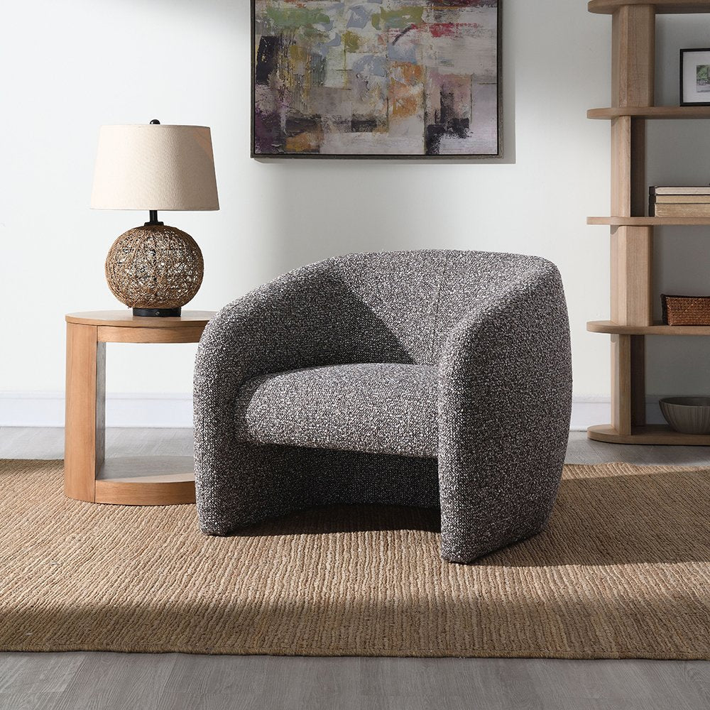 Livia Accent Chair, Brown & Gray Tweed