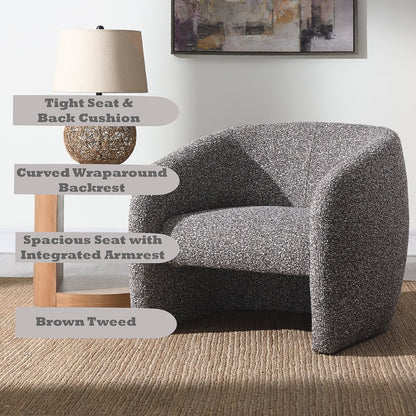 Livia Accent Chair, Brown & Gray Tweed