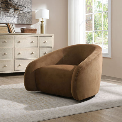 Zoey Accent Chair w/Swivel, Chocolate Suede