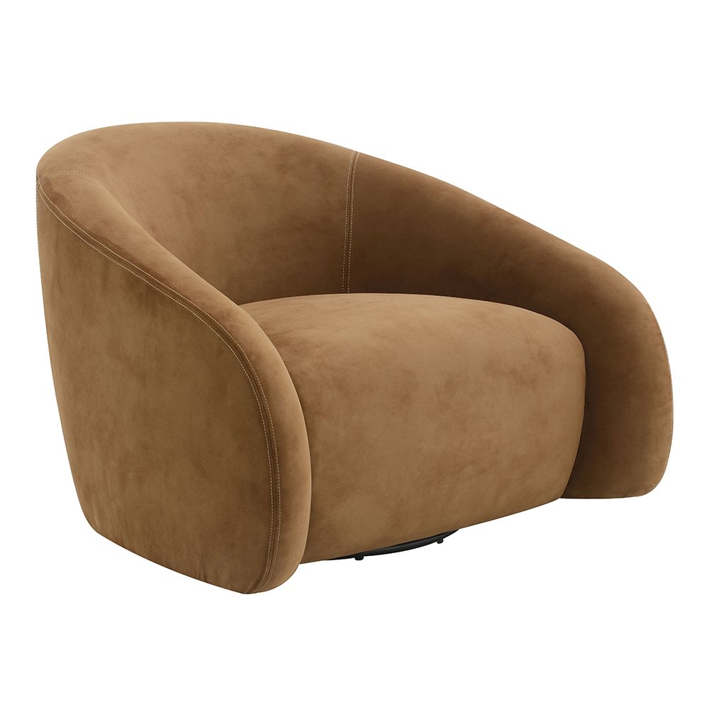 Zoey Accent Chair w/Swivel, Chocolate Suede