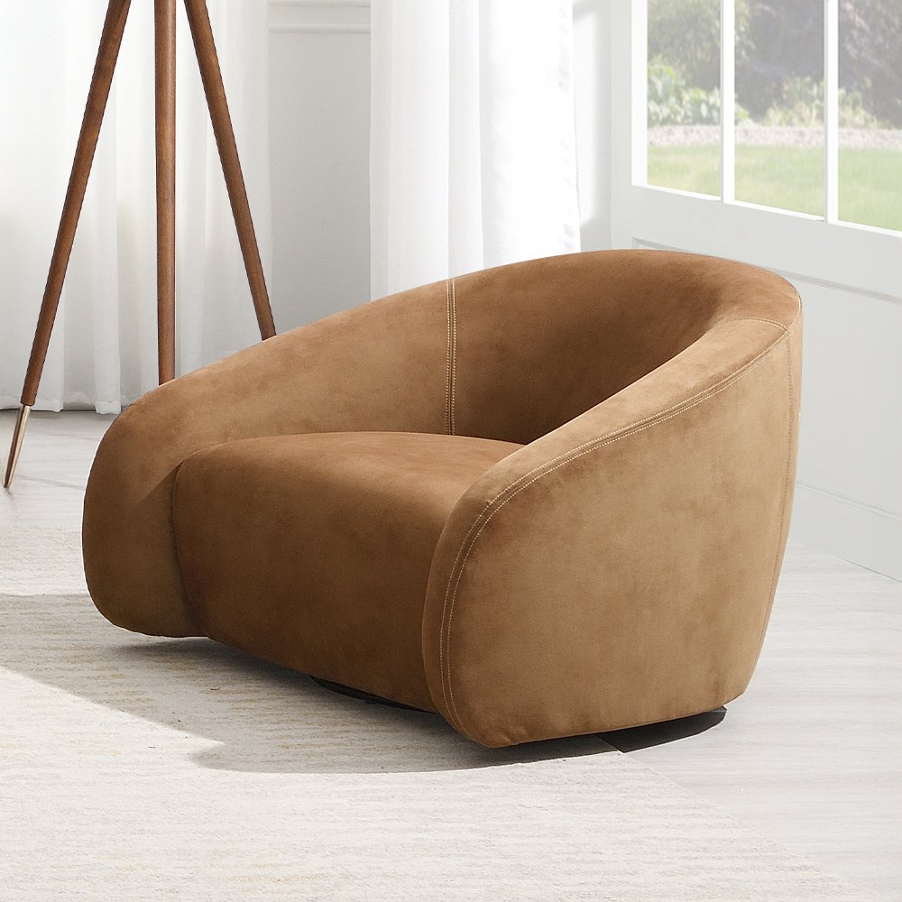 Zoey Accent Chair w/Swivel, Chocolate Suede