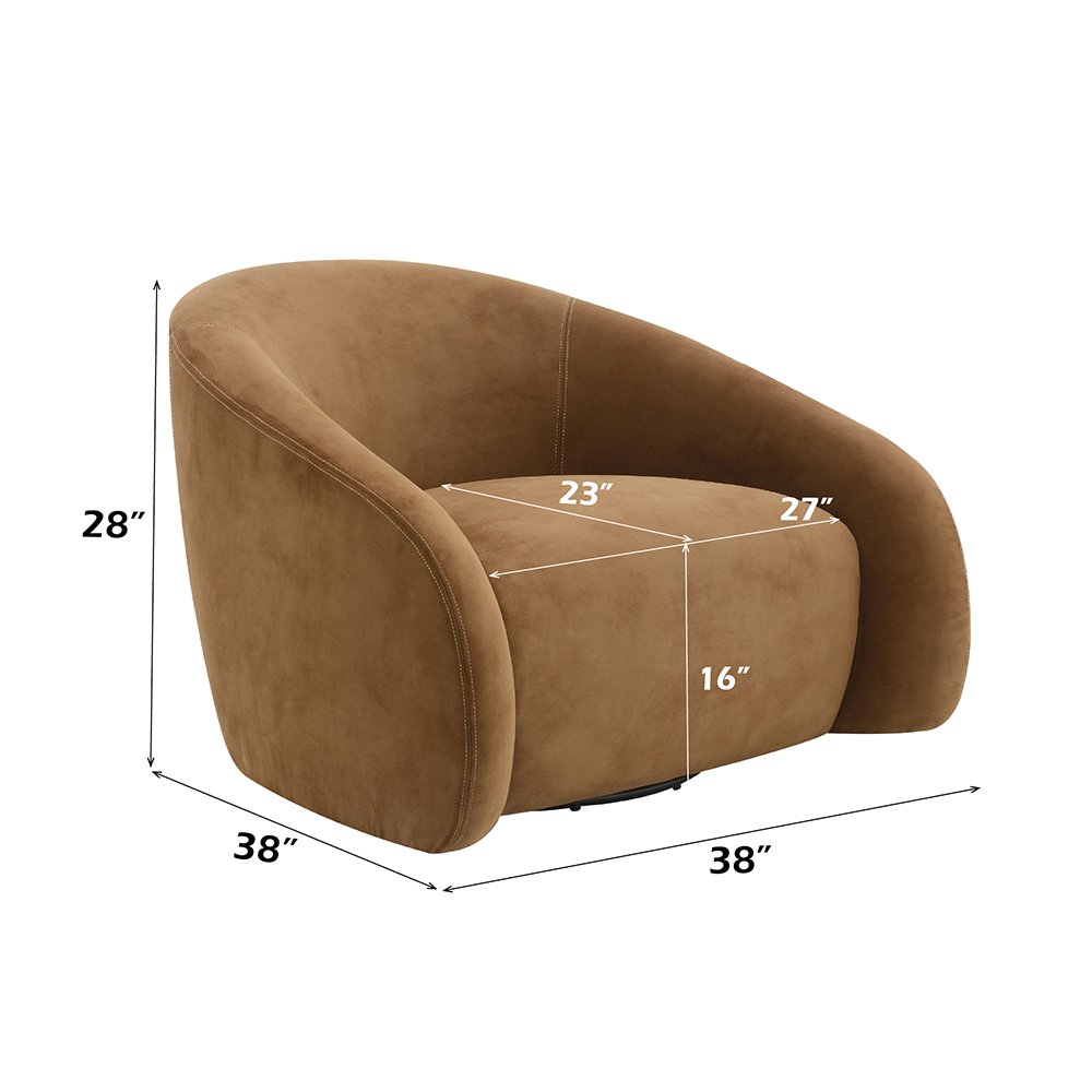 Zoey Accent Chair w/Swivel, Chocolate Suede