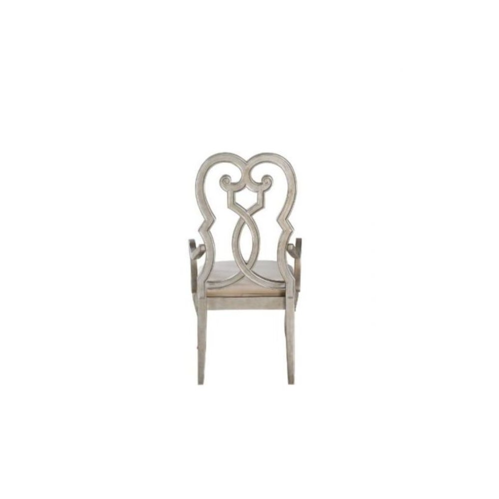 Esteban Arm Chair (Set-2), Ivory Velvet & Antique Champagne