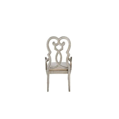 Esteban Arm Chair (Set-2), Ivory Velvet & Antique Champagne