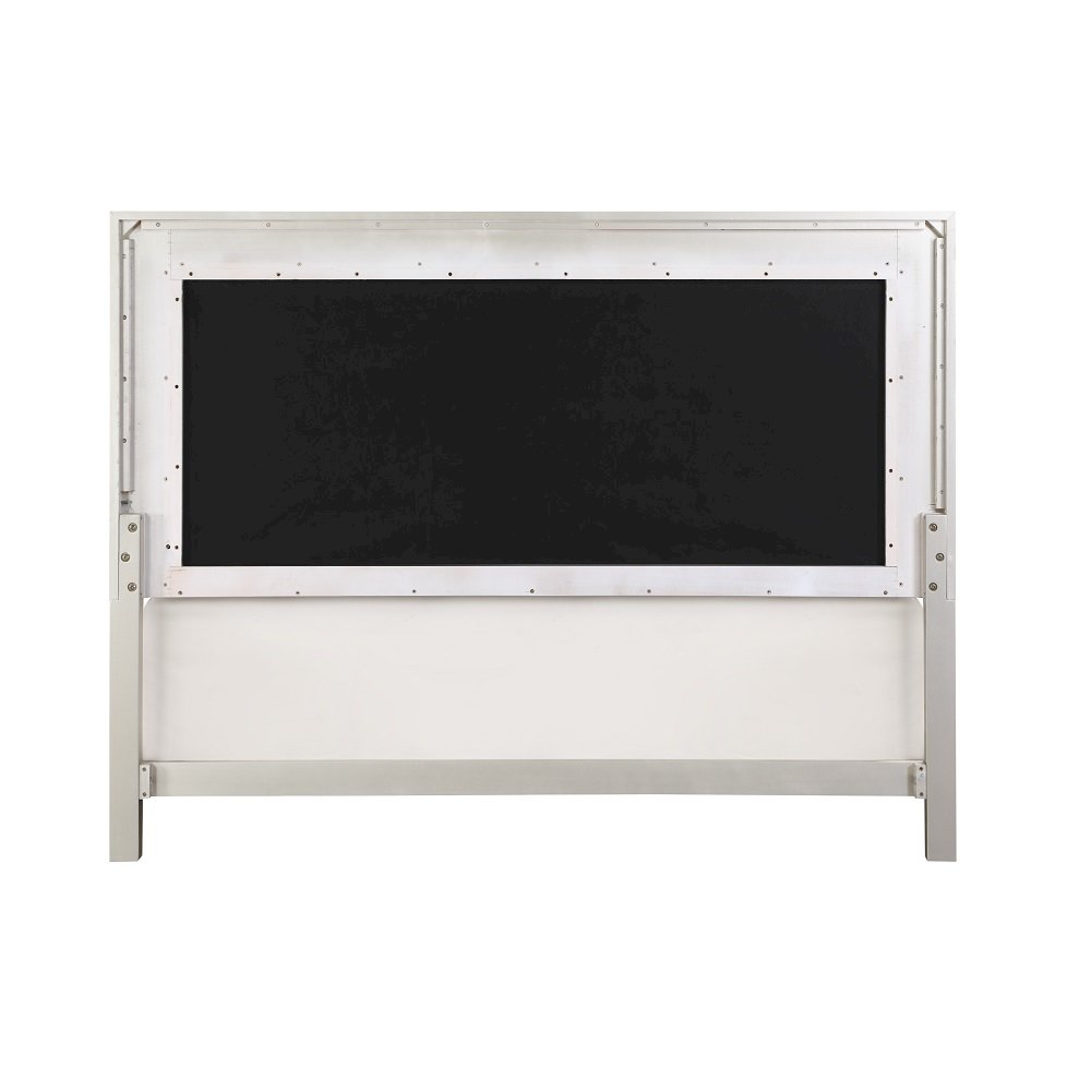 Sliverfluff Eastern King Bed w/Storage & LED, Leatherette & Champagne