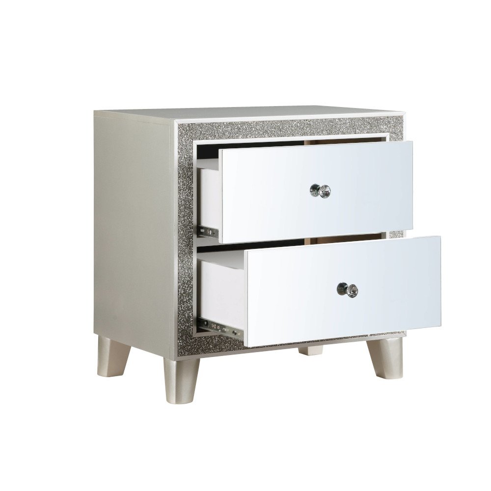Sliverfluff Nightstand, Mirrored & Champagne