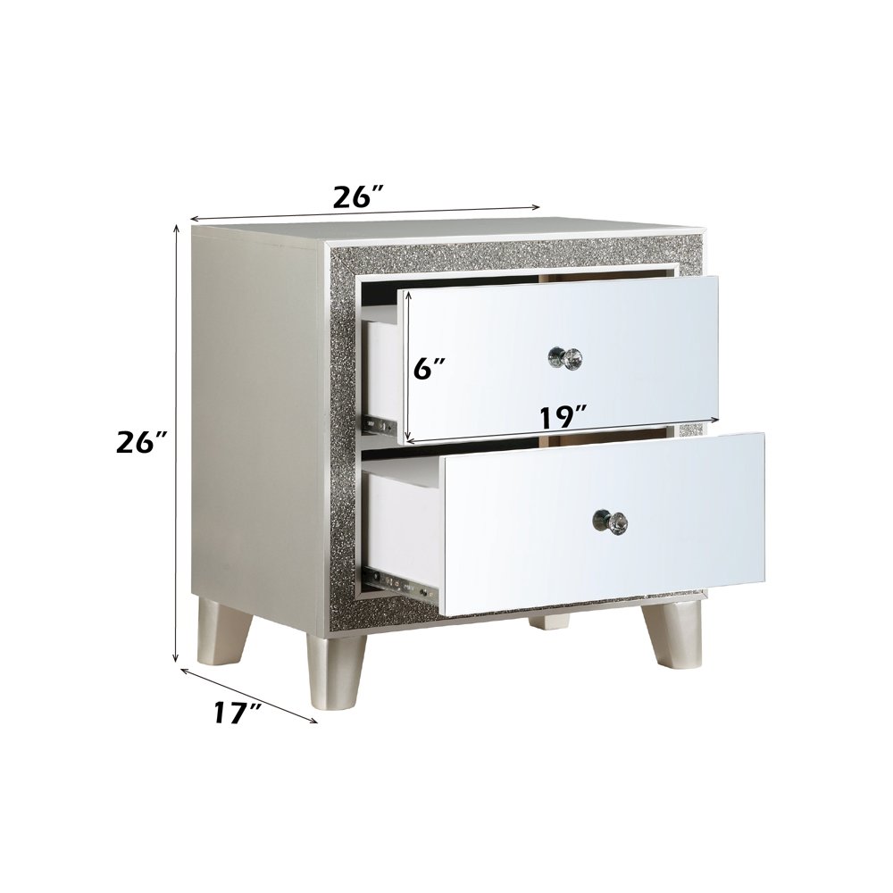 Sliverfluff Nightstand, Mirrored & Champagne