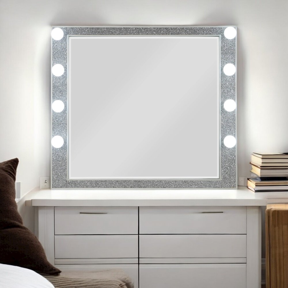 Sliverfluff Mirror w/Light, Mirrored & Champagne