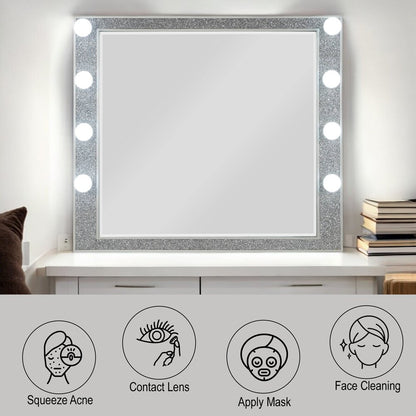 Sliverfluff Mirror w/Light, Mirrored & Champagne