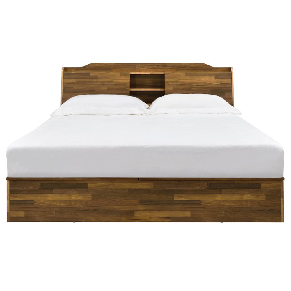 Hestia Queen Bed w/Storage, Walnut