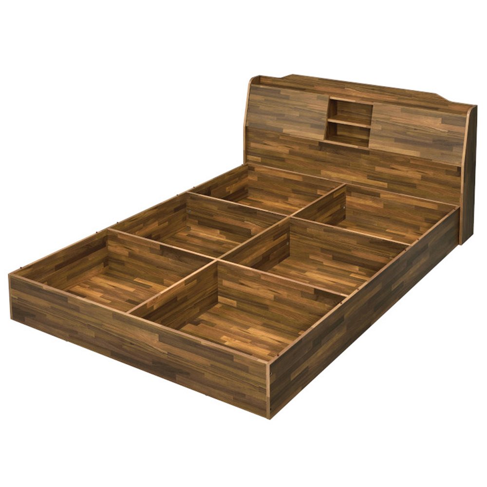 Hestia Queen Bed w/Storage, Walnut