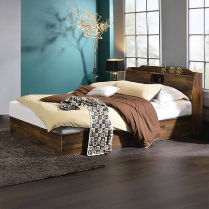Hestia Queen Bed w/Storage, Walnut