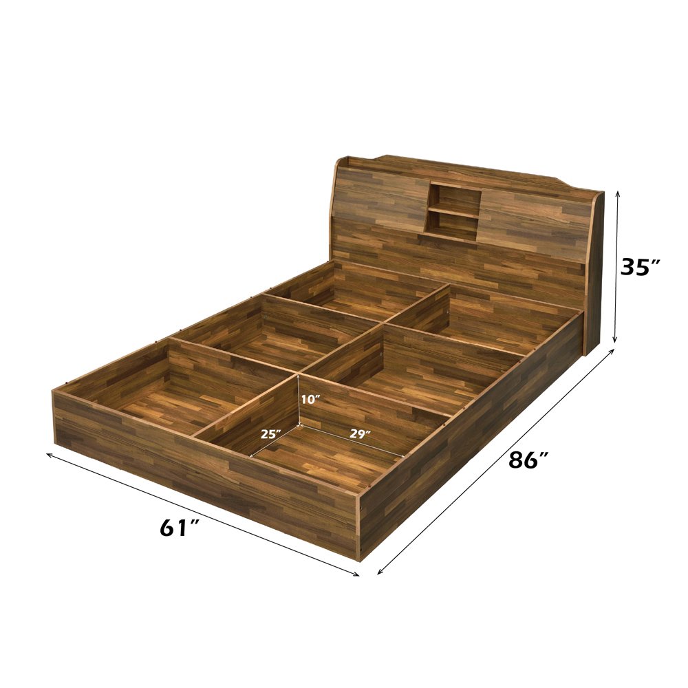 Hestia Queen Bed w/Storage, Walnut