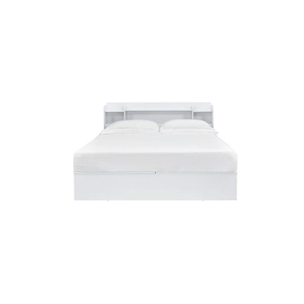 Perse Queen Bed w/Storage, White