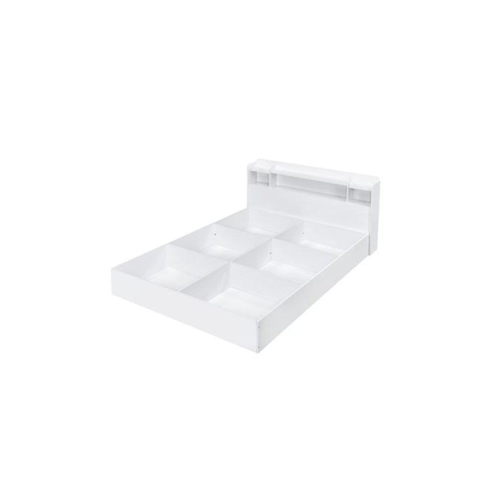 Perse Queen Bed w/Storage, White