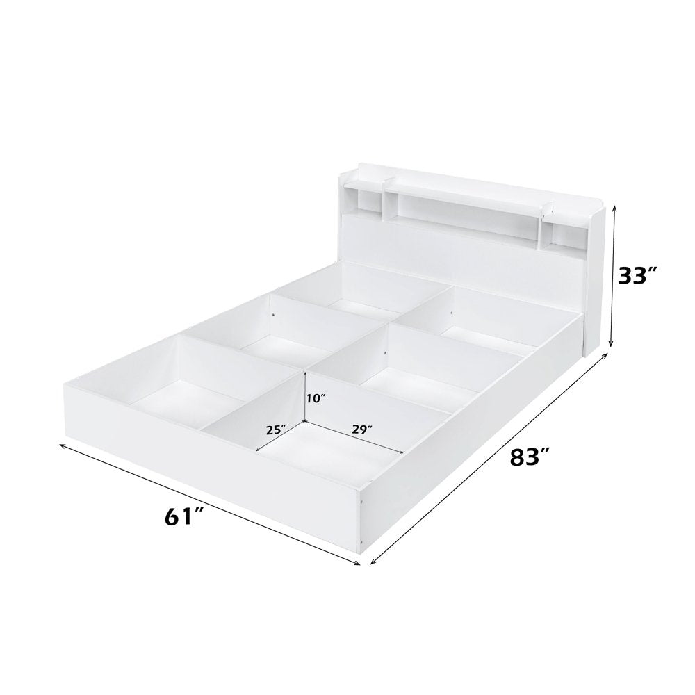 Perse Queen Bed w/Storage, White