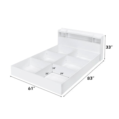 Perse Queen Bed w/Storage, White